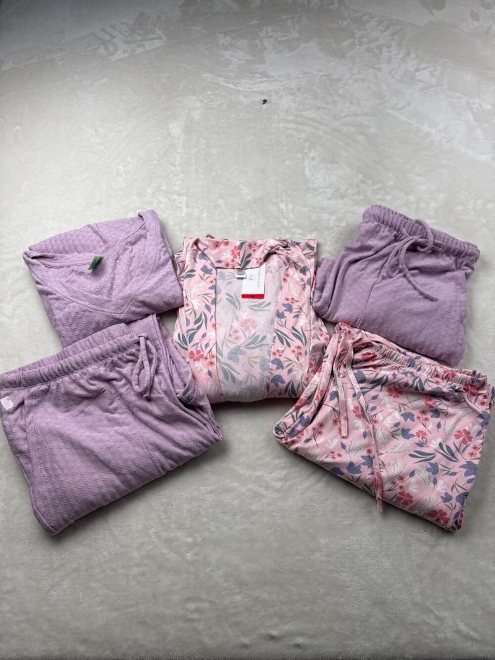 Flora Nikrooz Womens Medium Pink & Purple Floral Pajama Set